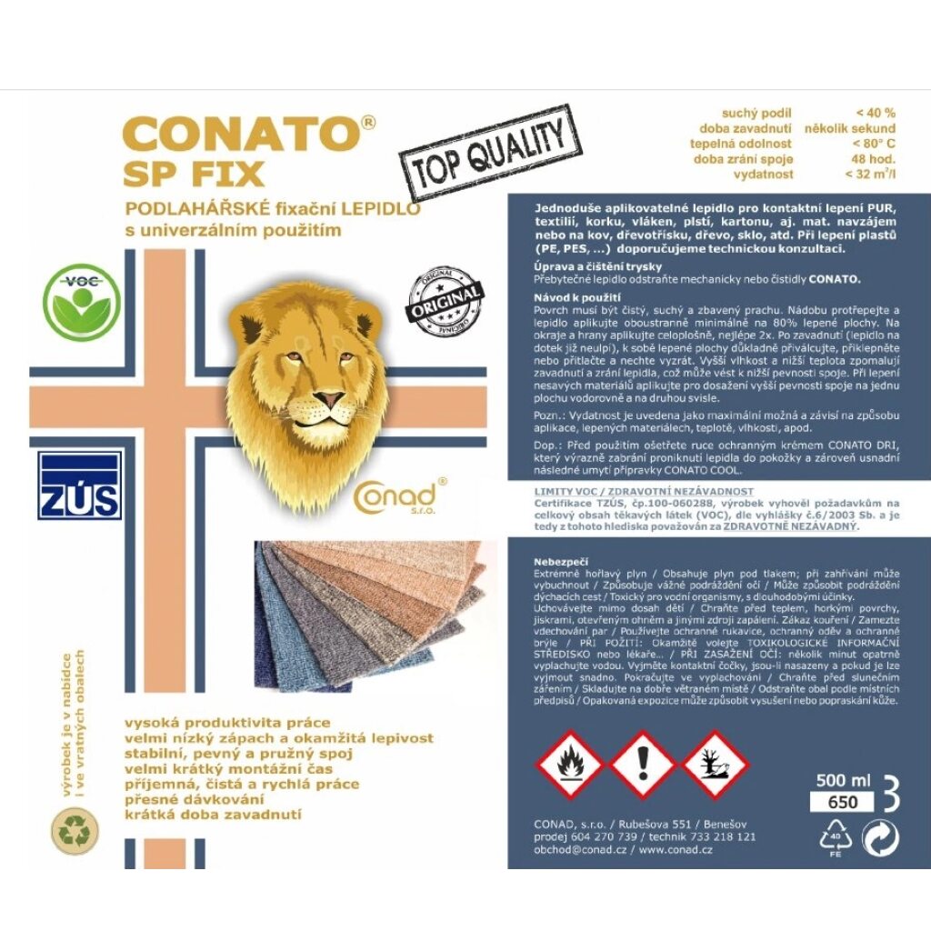 Conato KONTAKTNÍ FIXAČNÍ LEPIDLO NA PODLAHOVINY 500 ml