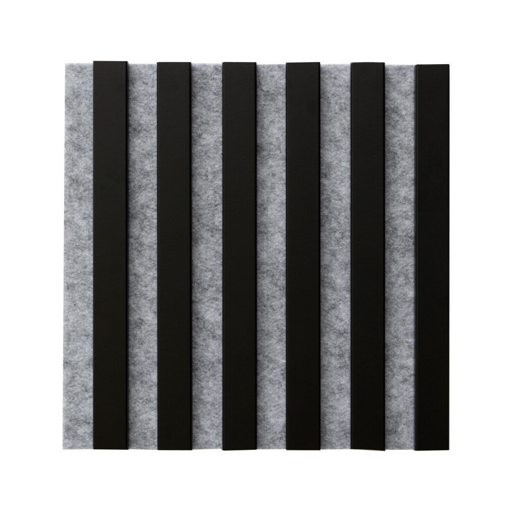 Dřevěný obklad 3D lamely 30x30 cm šedý podklad / lamely dub tmavý