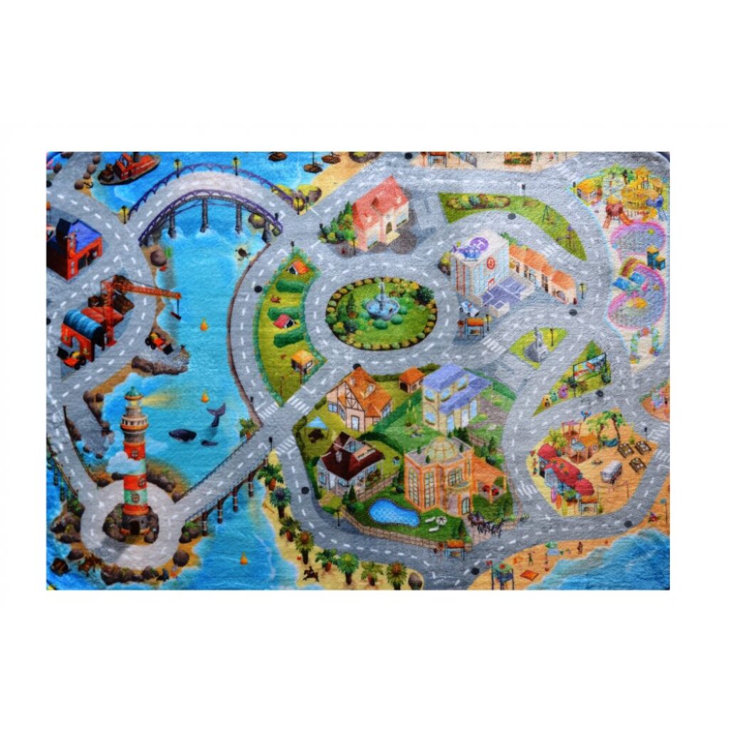 Dětský koberec Ultra Soft Město s pláží Dětský koberec Ultra Soft Město s pláží
